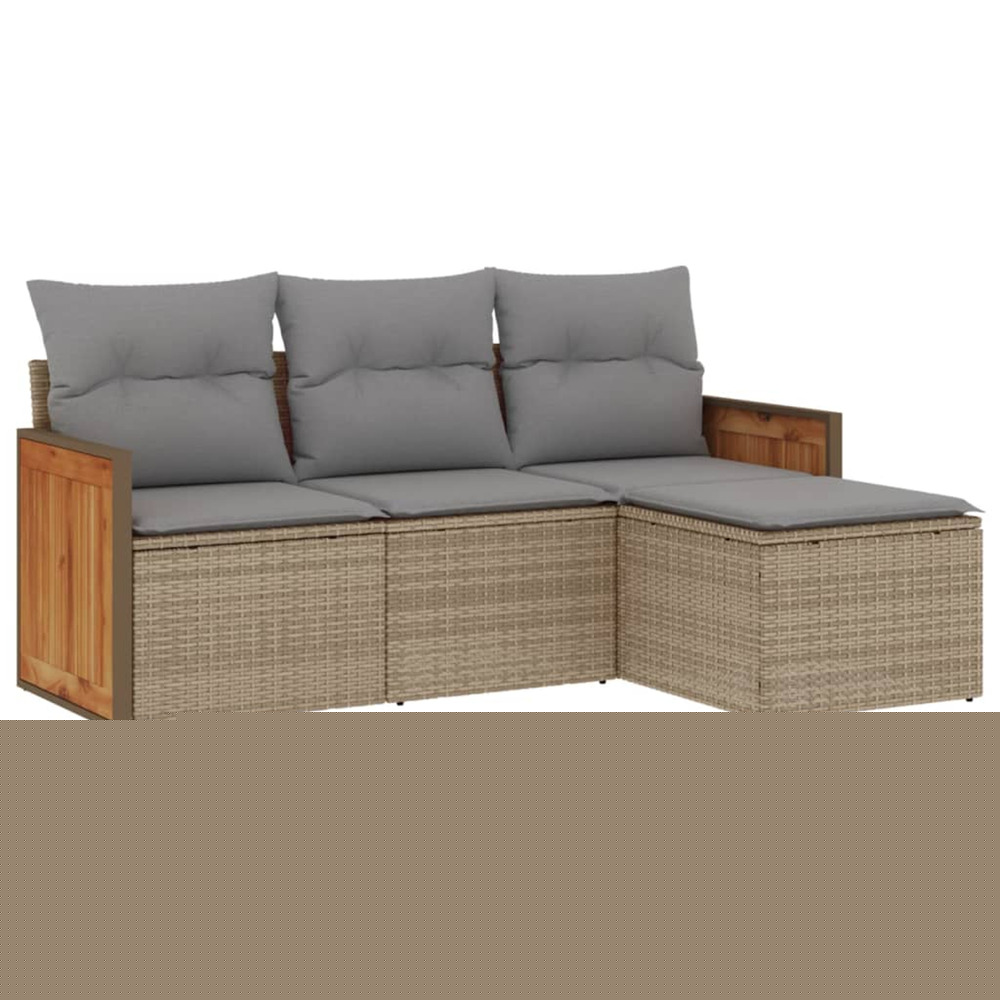 Salon de jardin avec coussins 4 pcs beige résine tressée