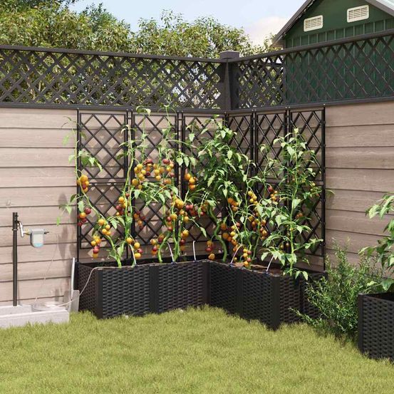 Grand bac à fleurs acier avec irrigation pour terrasse noir 120x120x142 cm