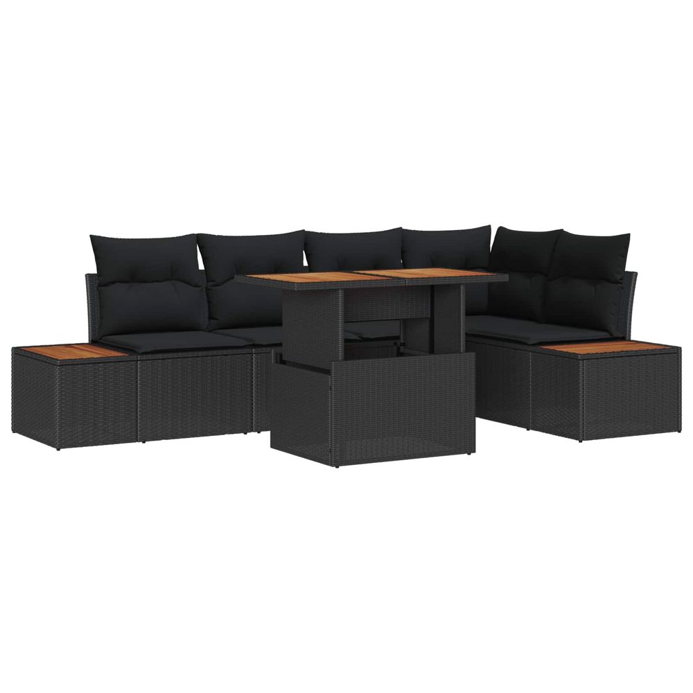 Ensemble de canapé de jardin 6 pc noir poly rotin