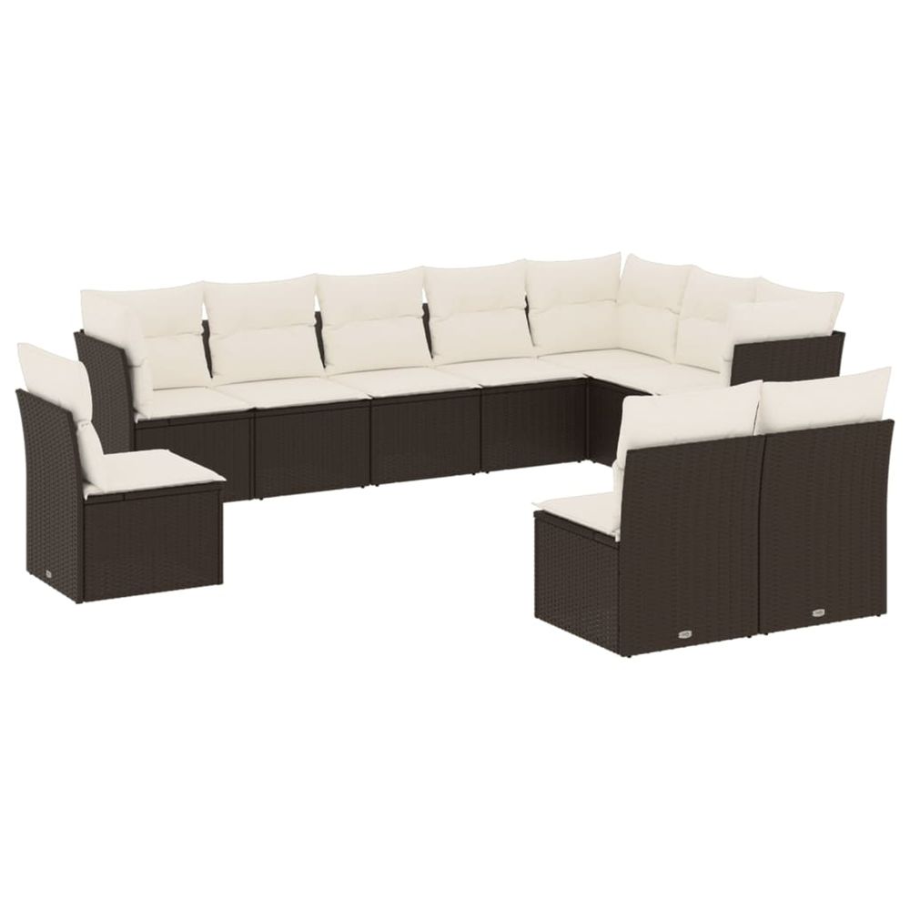 Salon de jardin 10 pcs avec coussins noir résine tressée