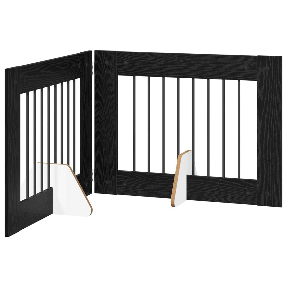 Porte de chien pliable avec supports 2 pc chêne noir 160,5 cm