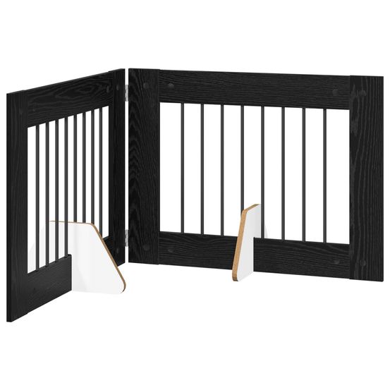 Porte de chien pliable avec supports 2 pc chêne noir 160,5 cm