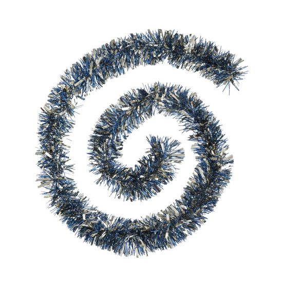 Guirlande de noël large 10 cm bleu et or longueur 2 mètres
