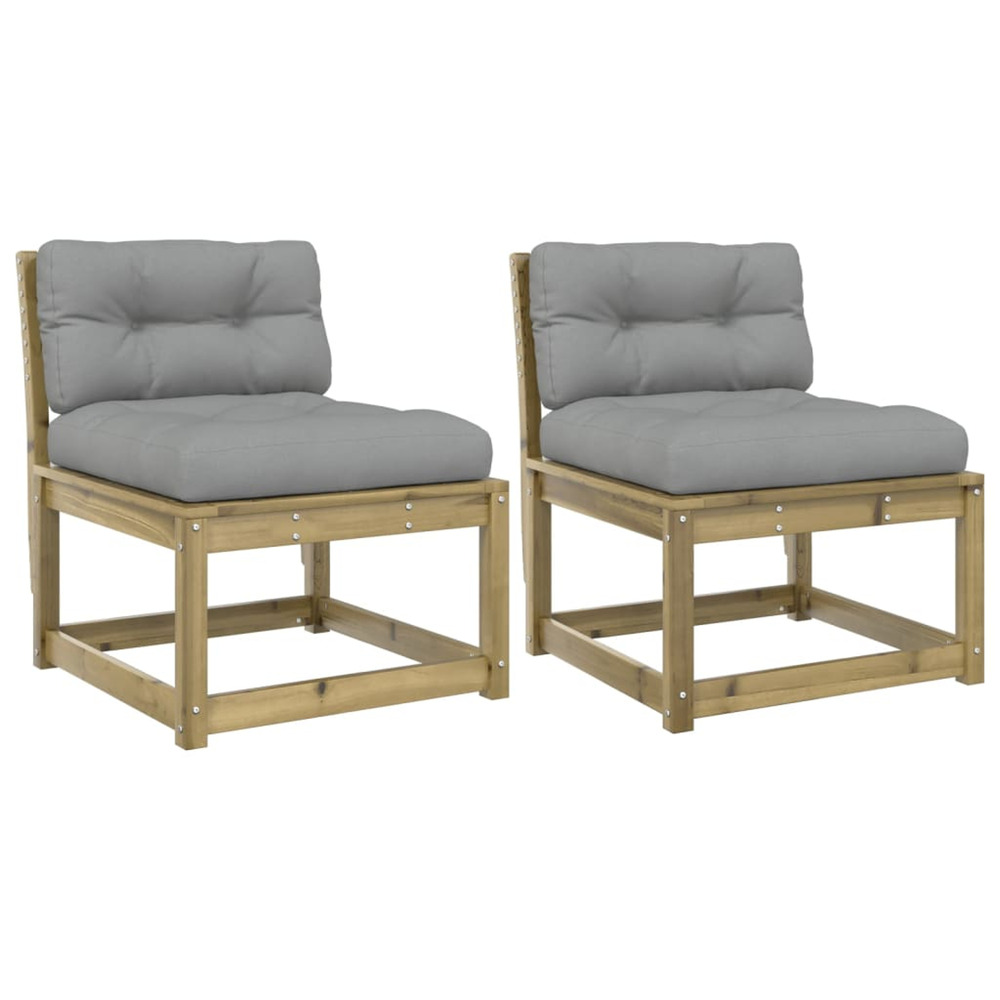 Canapés de jardin avec coussins 2pcs bois de pin imprégné