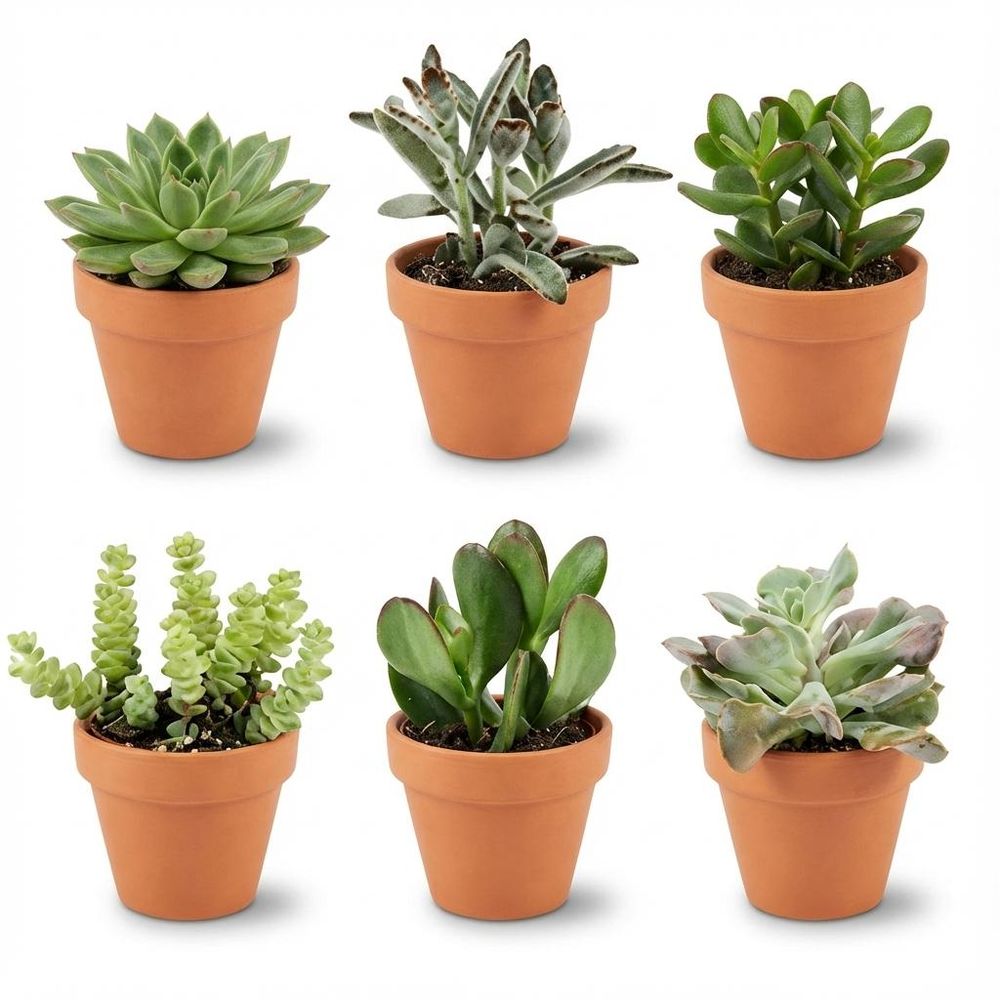 Mini plantes grasses en pot terre cuite - lot de 6 - ø8cm - ↕10cm - plante d’intérieur