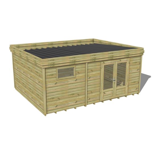 Abri de jardin bois pin traité autoclave 27mm - 5,495x4,34m / 24m2 - bac acier - plancher bois