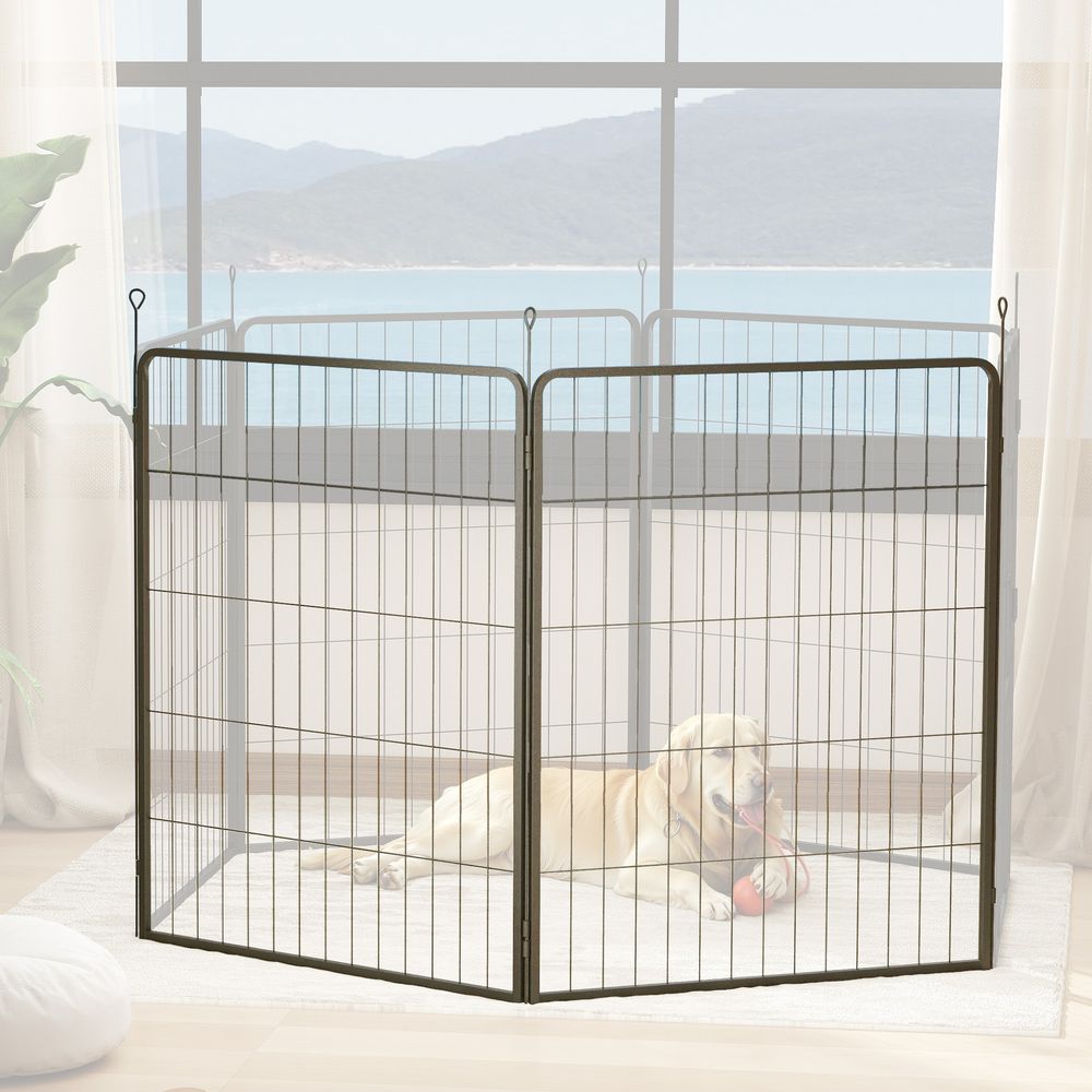 Extension enclos chien acier jardin parc modulable 2 panneaux 80x100cm noir - comfortxl pet living