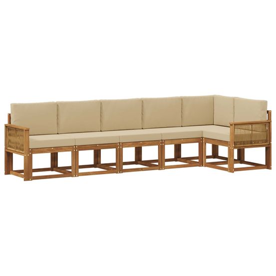 Ensemble de canapés d'extérieur 6 pc naturel et beige polyester