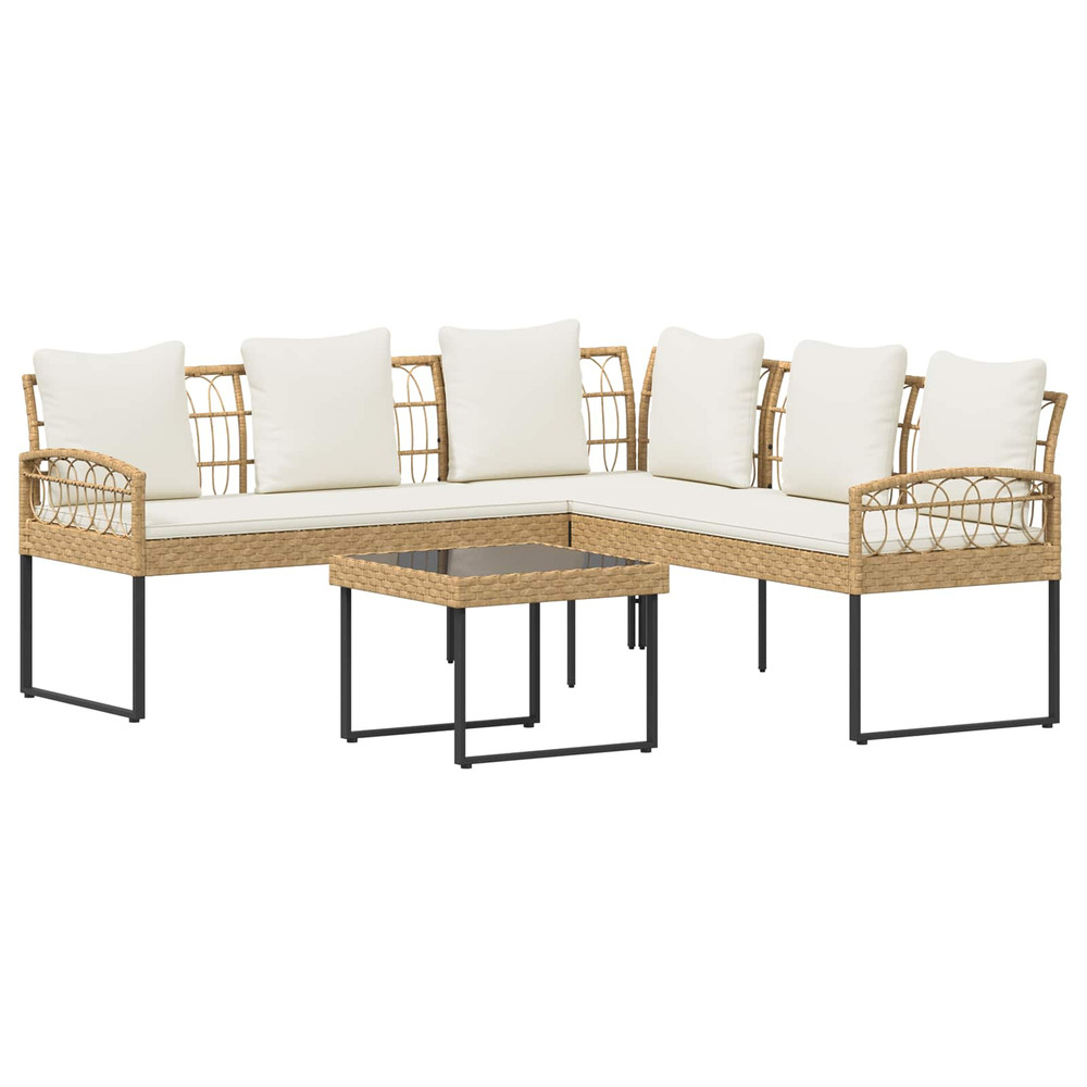 Ensemble de canapé de jardin avec coussin 2 pcs naturel