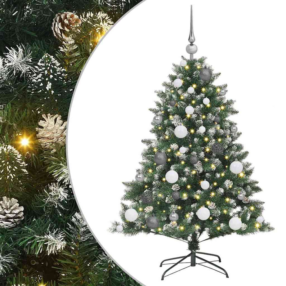 Sapin de noël artificiel vert 120 cm pvc, plastique et acier
