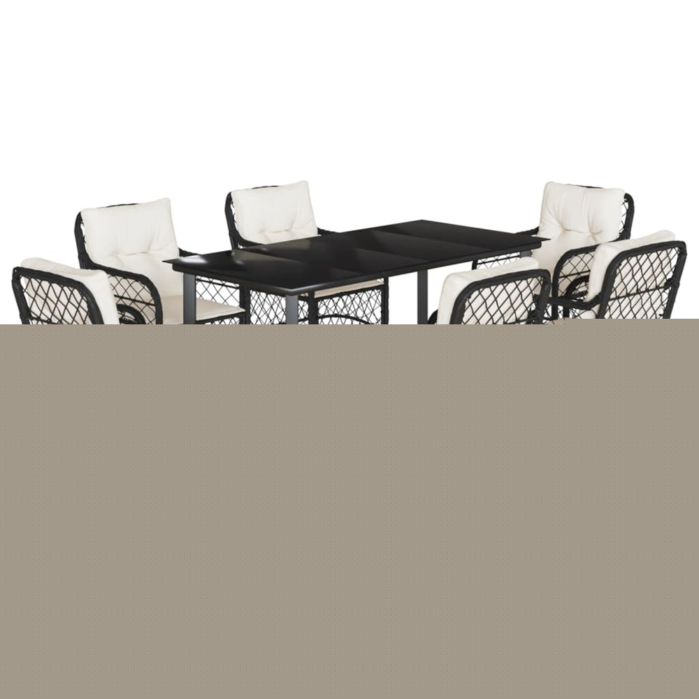 Ensemble à manger de jardin coussins 7pcs noir résine tressée
