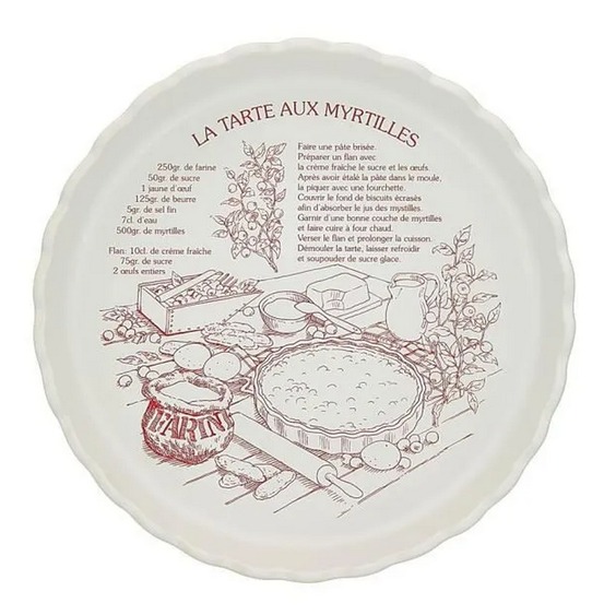 Tourtière 30 cm blanc avec décors rouge - tft301-01010t