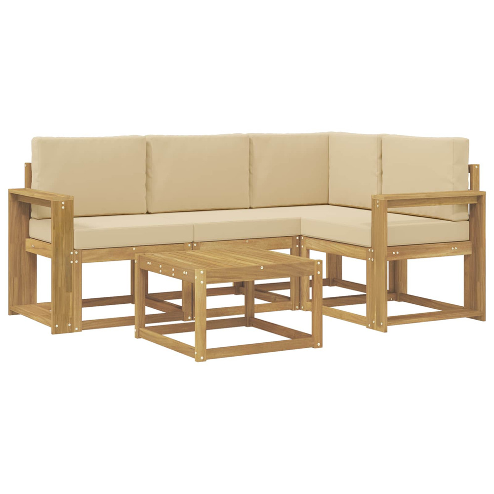 Ensemble de canapés d'extérieur 5 pcs blanc et beige