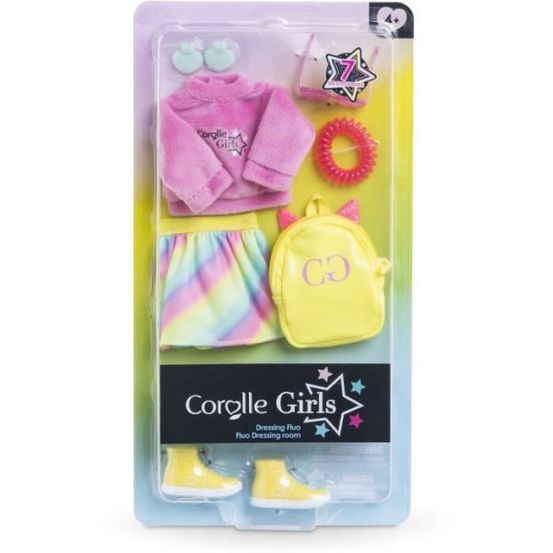 Accessoires poupée - - dressing fluo - pour poupée mannequin 28 cm - 7 accessoires - des 4 ans