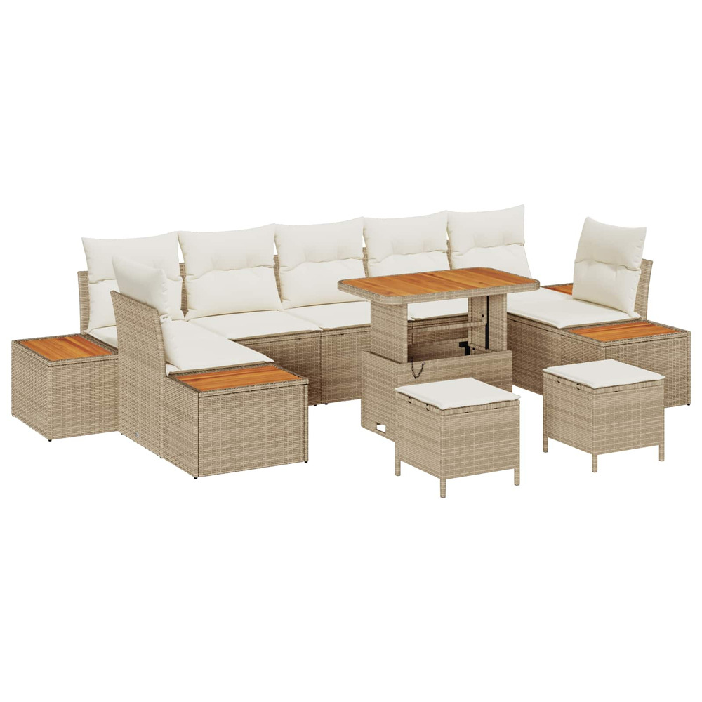 Ensemble de canapé de jardin avec coussin 10 pcs beige et crème
