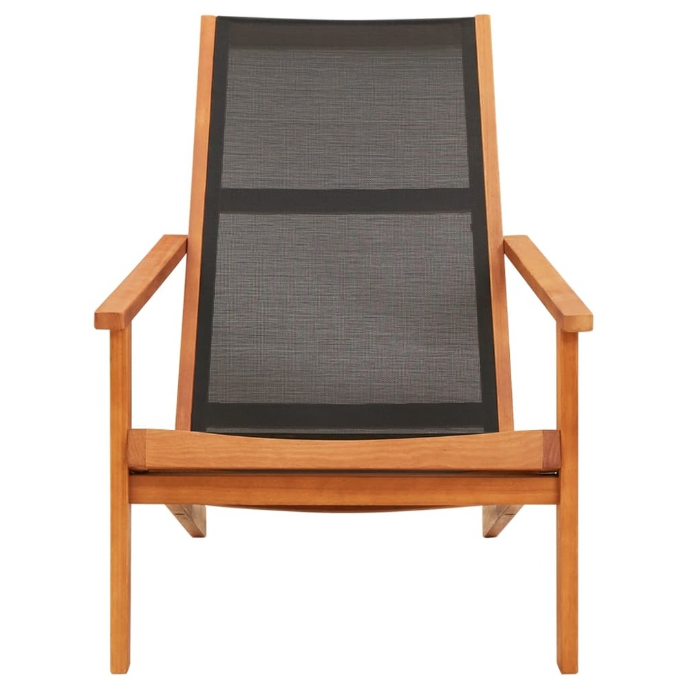 Chaise de jardin noir bois d'eucalyptus solide et textilène