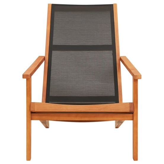Chaise de jardin noir bois d'eucalyptus solide et textilène