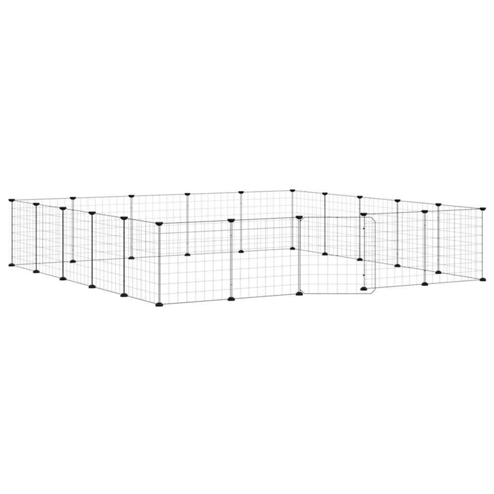 Cage animaux de compagnie à 20 panneaux et porte noir 35x35 cm