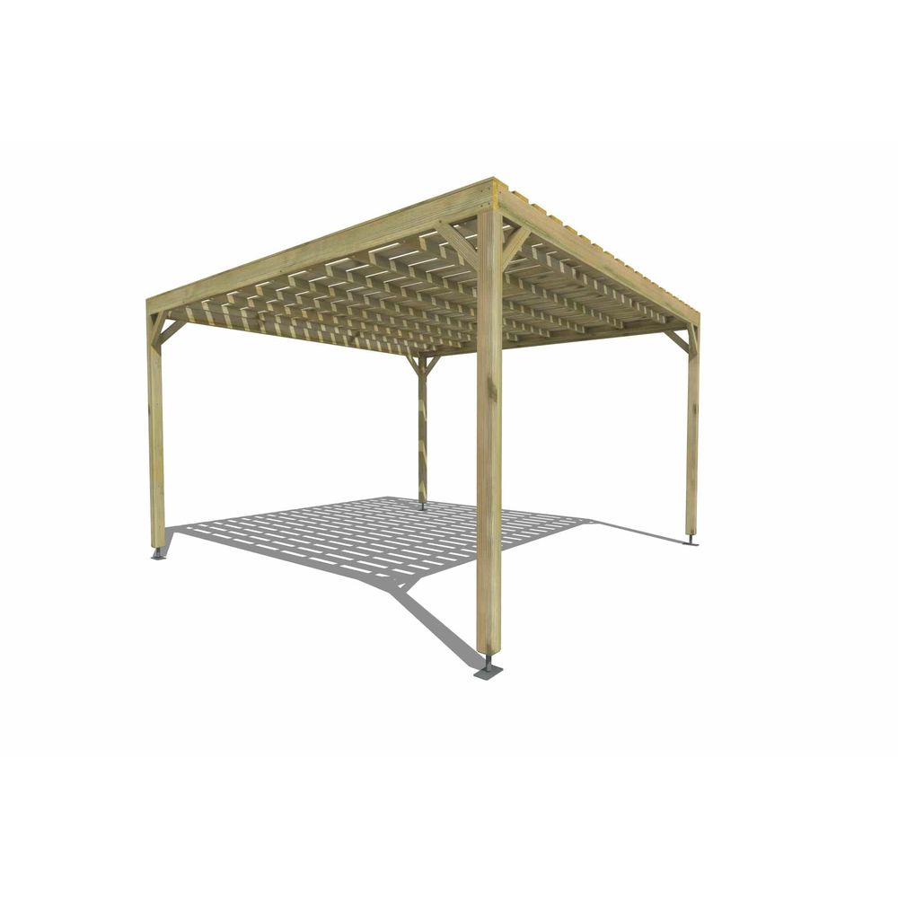 Pergola bois • 4m x 4m • indépendante • sens largeur • platelage bois • livraison comprise