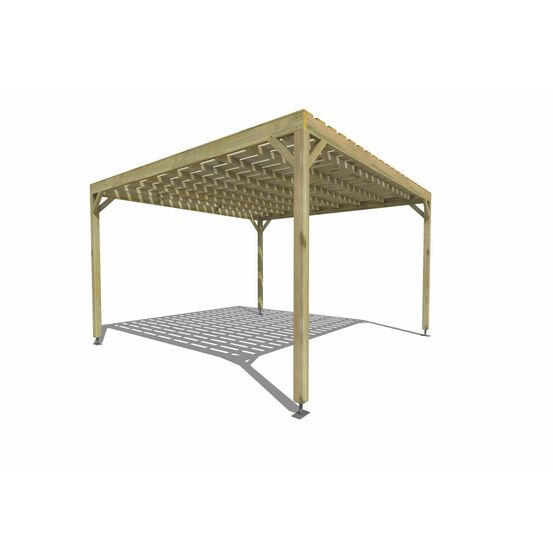 Pergola bois • 4m x 4m • indépendante • sens largeur • platelage bois • livraison comprise
