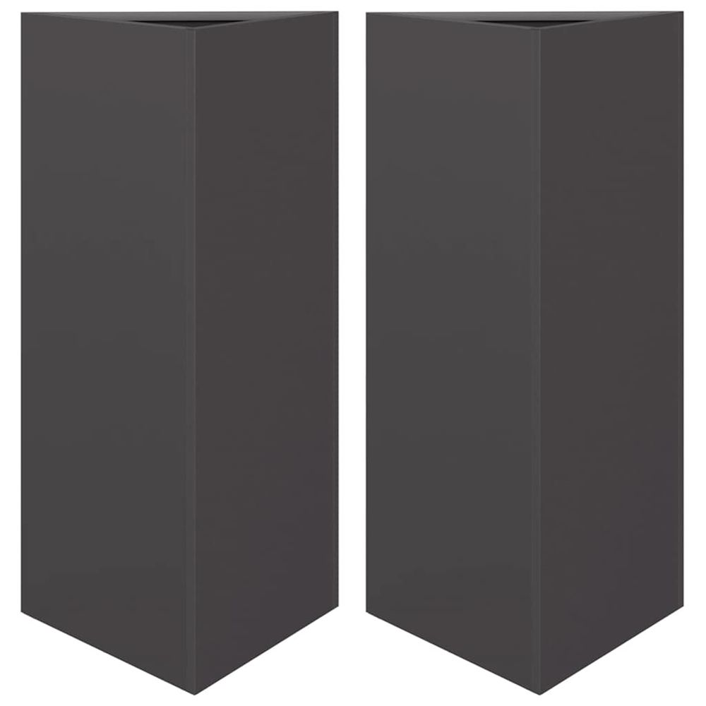 Jardinière d'extérieurs 2 pcs noir triangulaire 40x34,5x75 cm acier