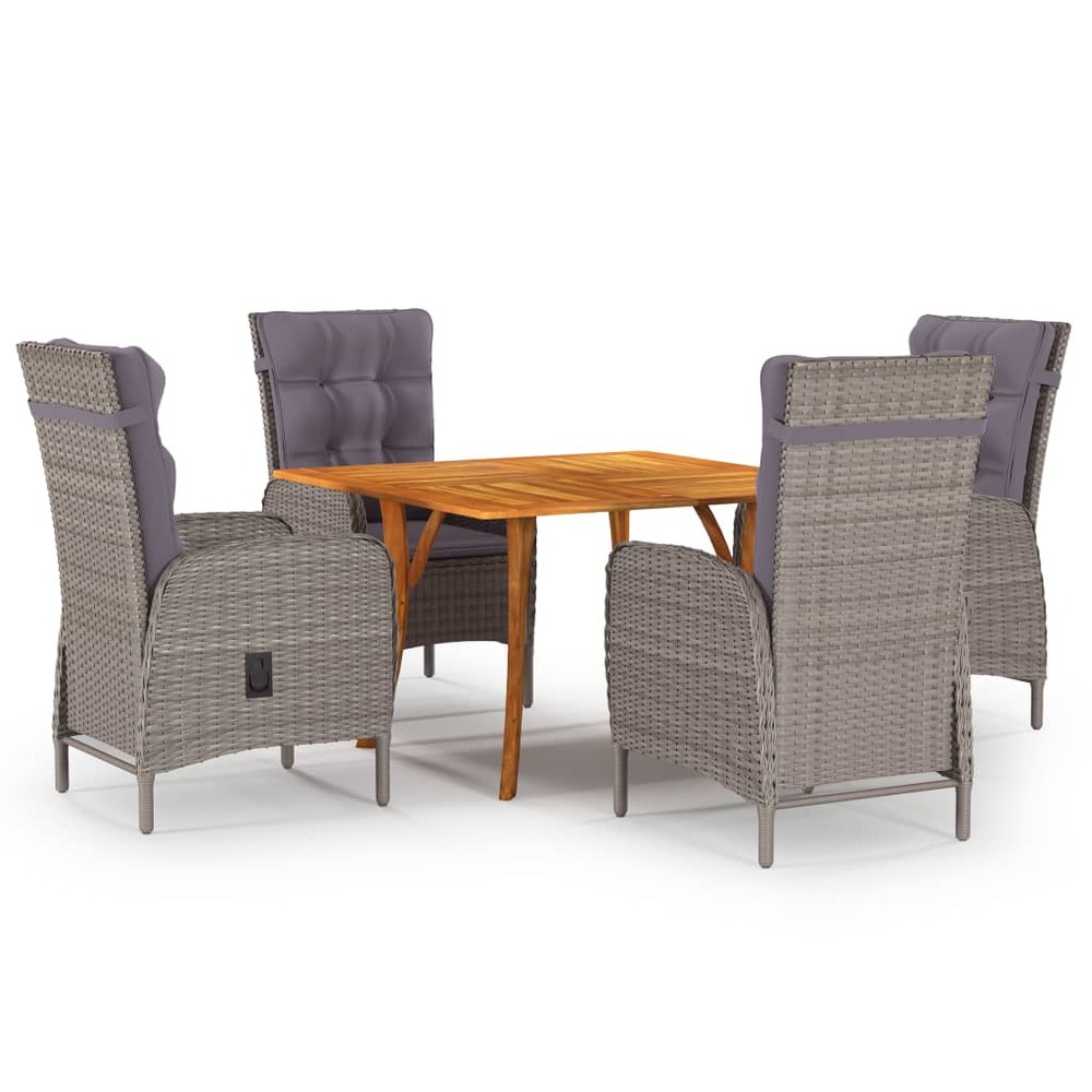 Ensemble de salle à manger de jardin 5 pcs gris