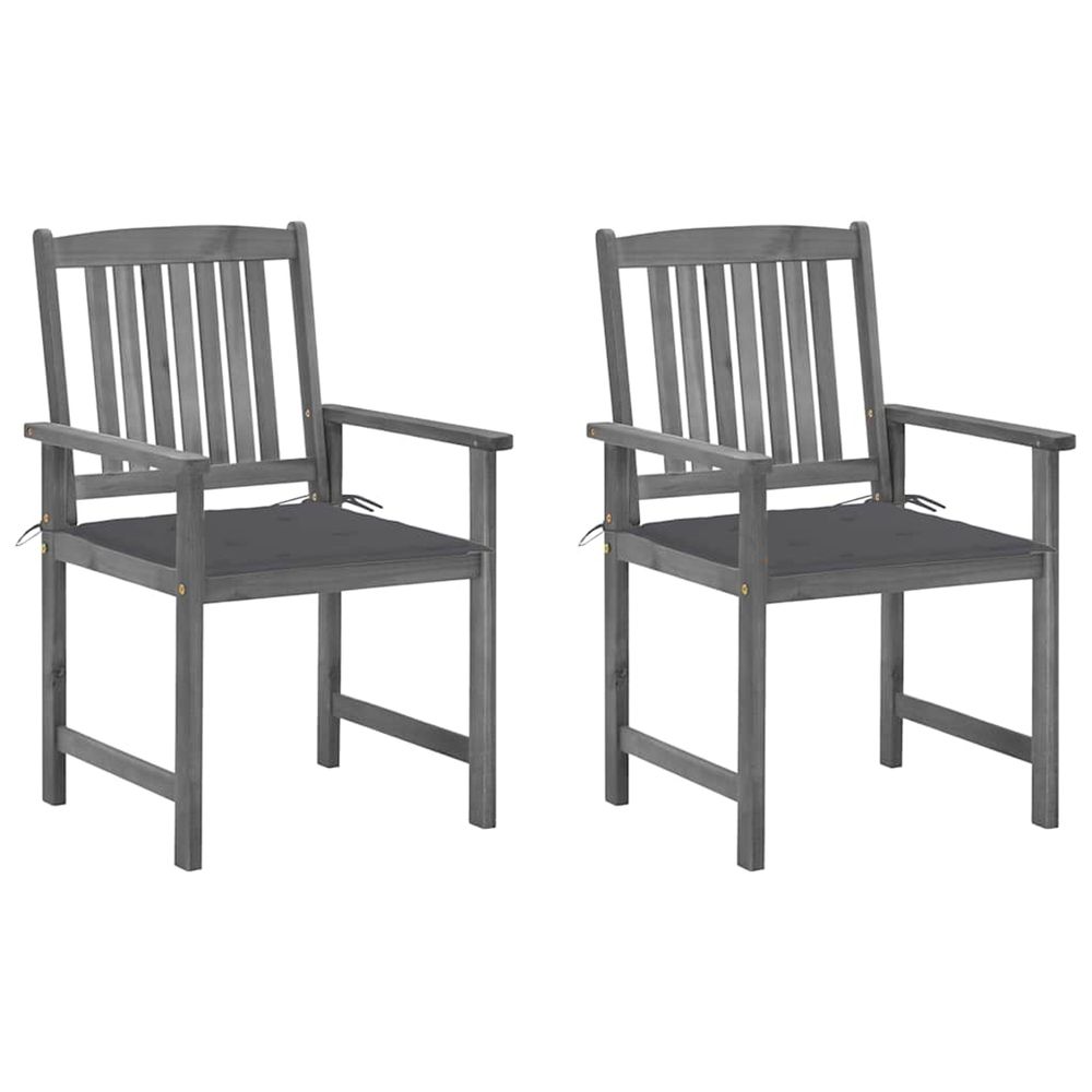 Chaises de jardin et coussins lot de 2 gris bois acacia massif
