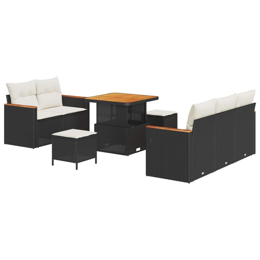Ensemble de canapé de jardin 8 pc noir polyrotin