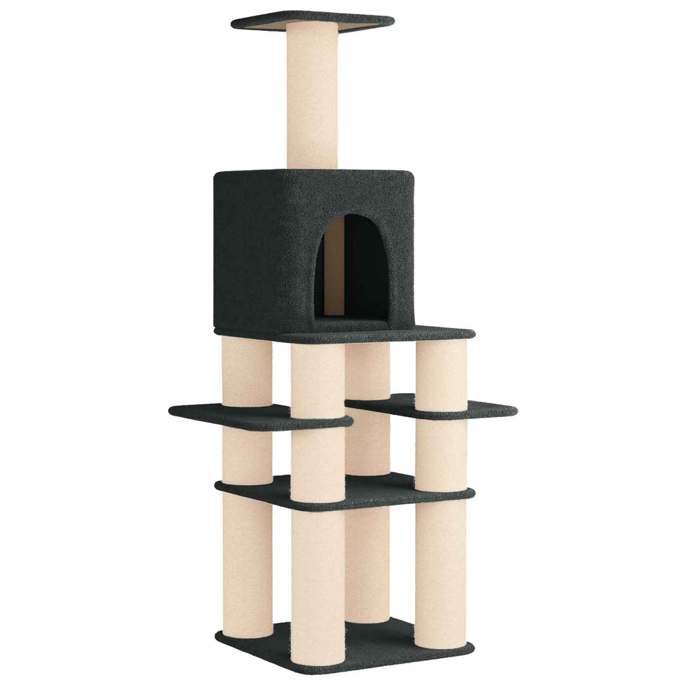 Arbre à chat avec poteaux à griffer en sisal gris foncé 180 cm