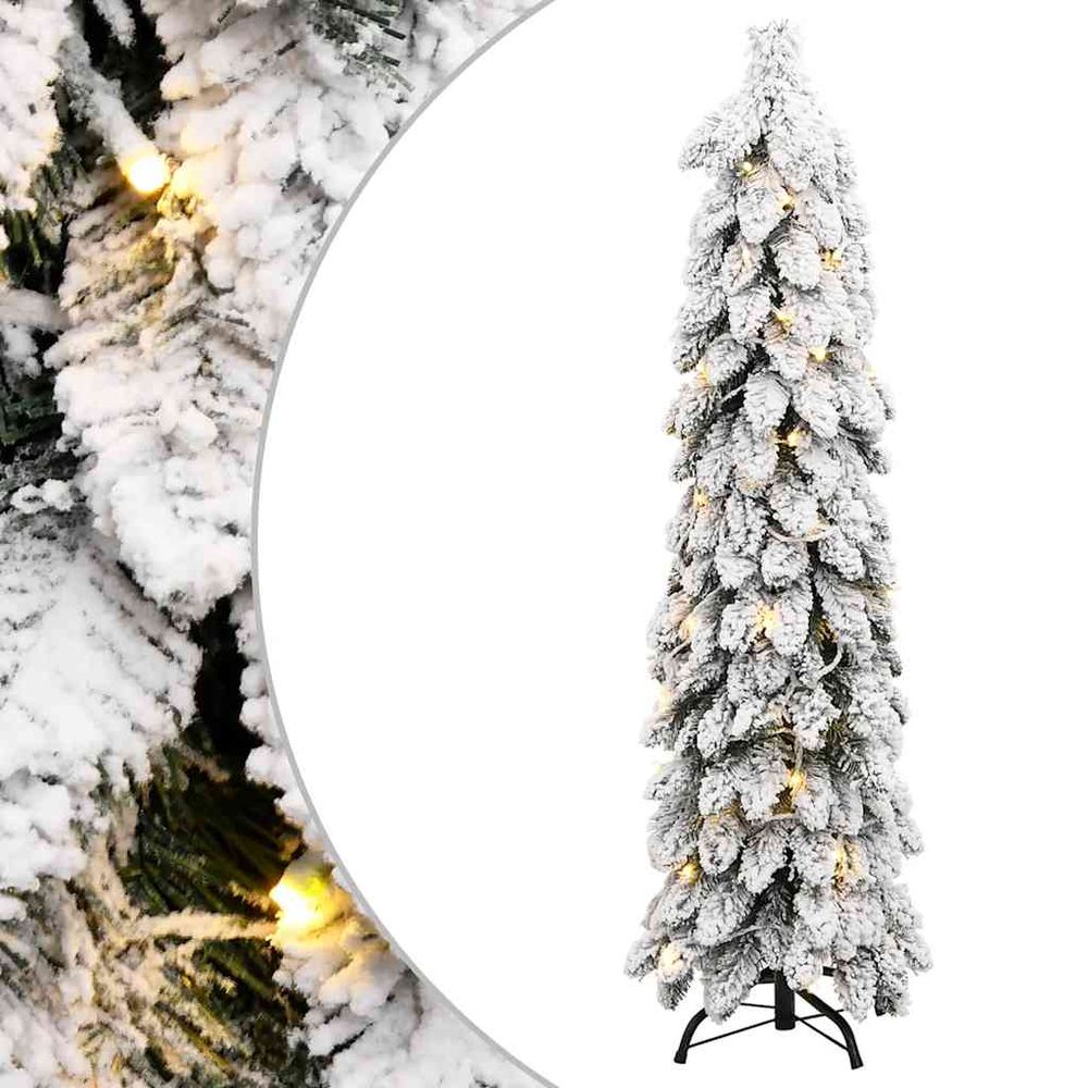 Sapin de noël artificiel floconné pré-éclairé 80 led pour fêtes blanc 150 cm