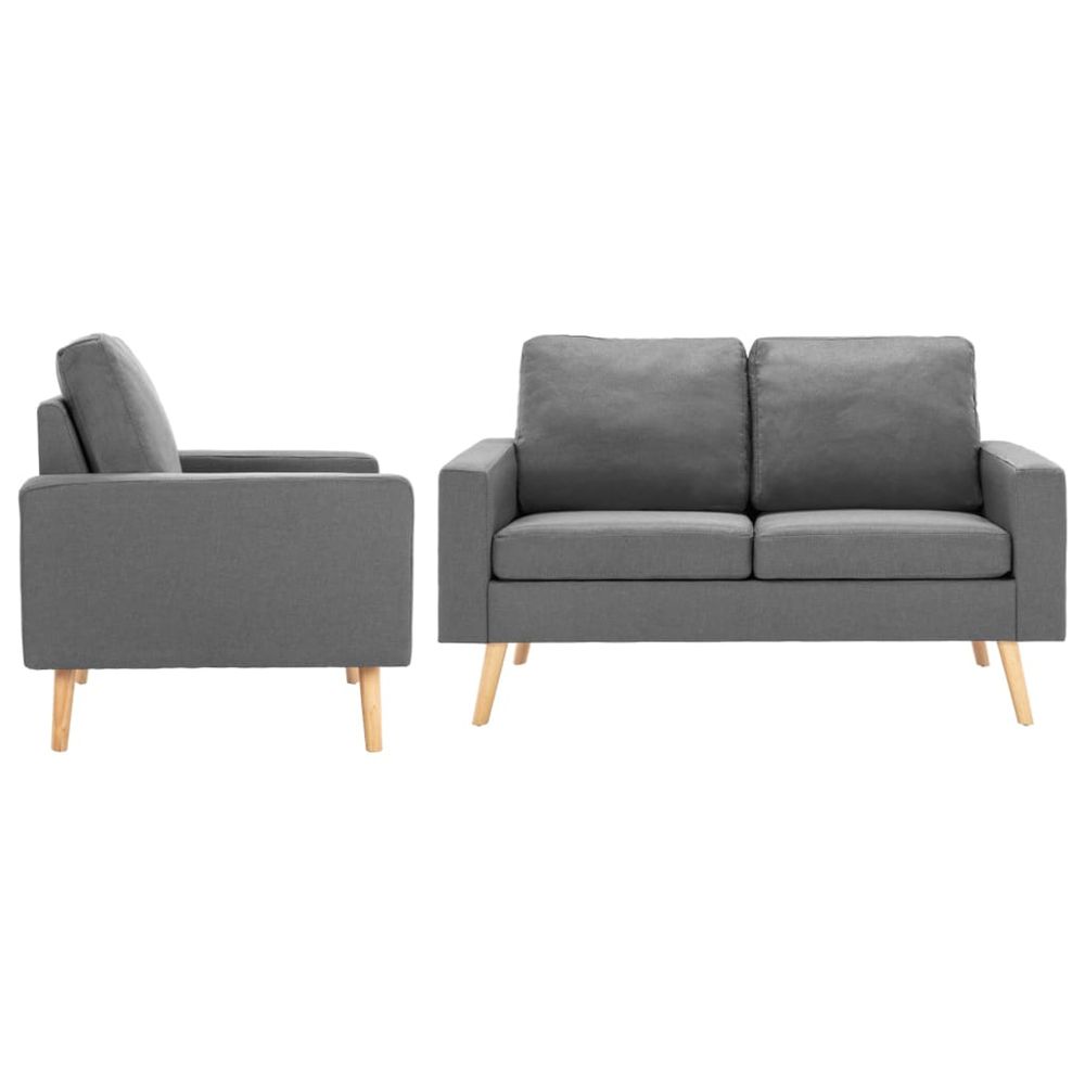 Ensemble de canapés 2 pcs tissu gris clair