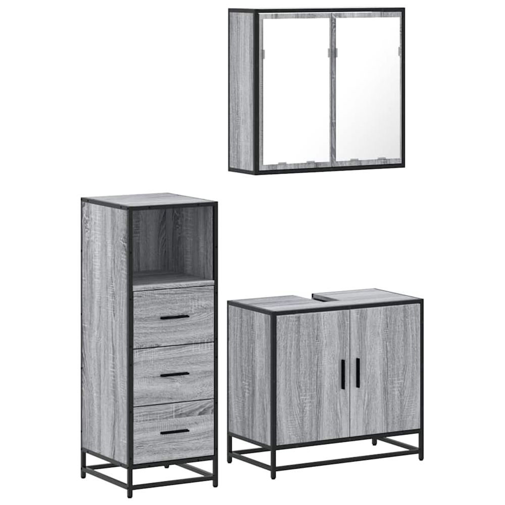 Ensemble de meubles de salle de bain 3 pcs sonoma gris
