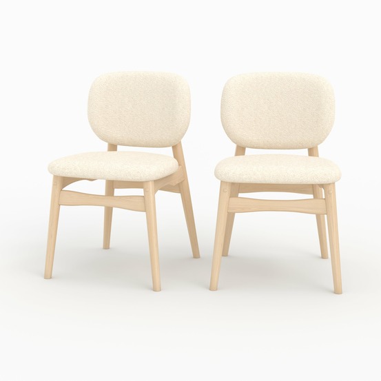 Paulette-lot de 2 chaises en tissu bouclé beige