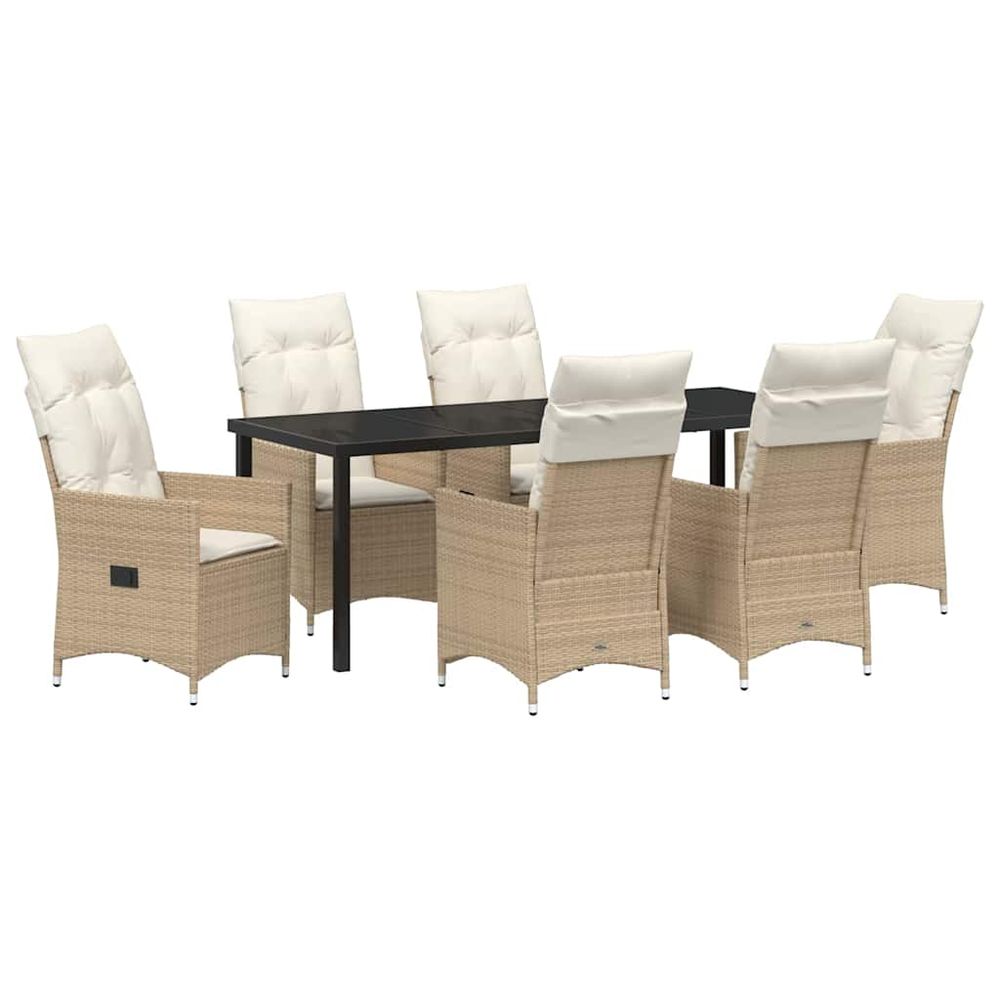 Ensemble de salle à manger pour jardin 7 pc beige polyrotin