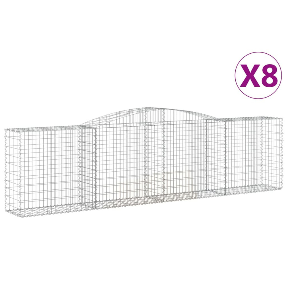 Paniers à gabions arqués 8 pcs 400x50x100/120 cm fer galvanisé