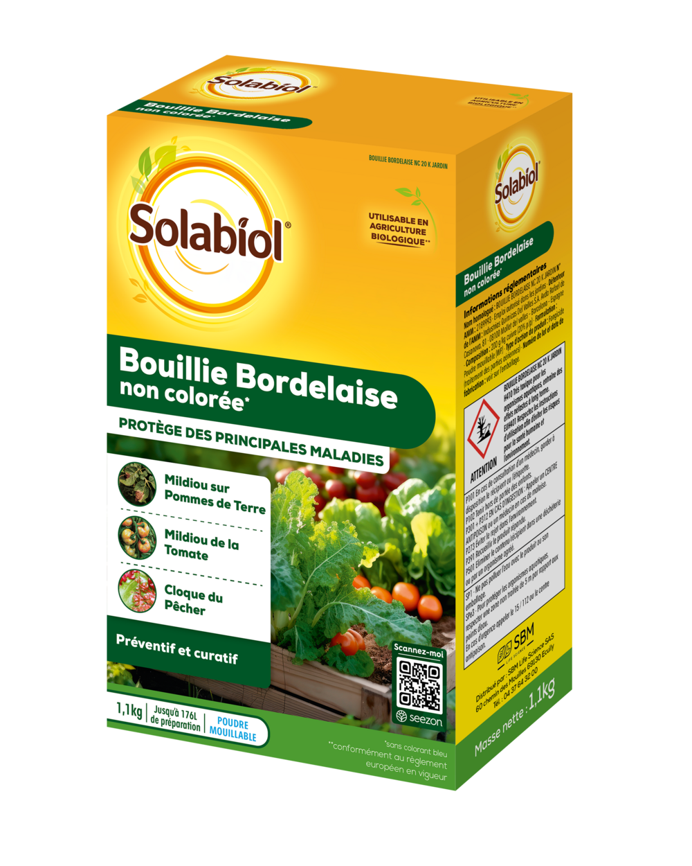 Sobou11n - bouillie bordelaise - non colorée - 1,1kg - utilisable en agriculture biologique