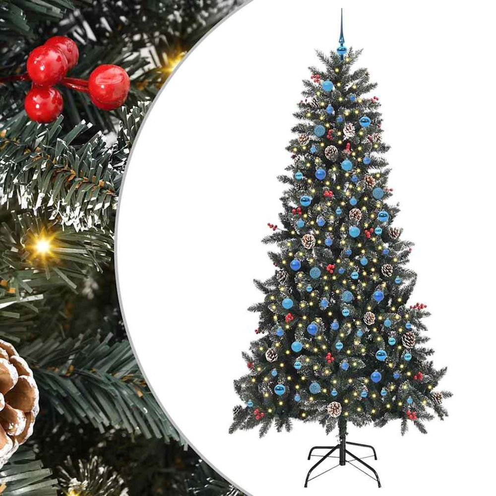 Sapin de noël artificiel vert 240 cm pvc, plastique et acier