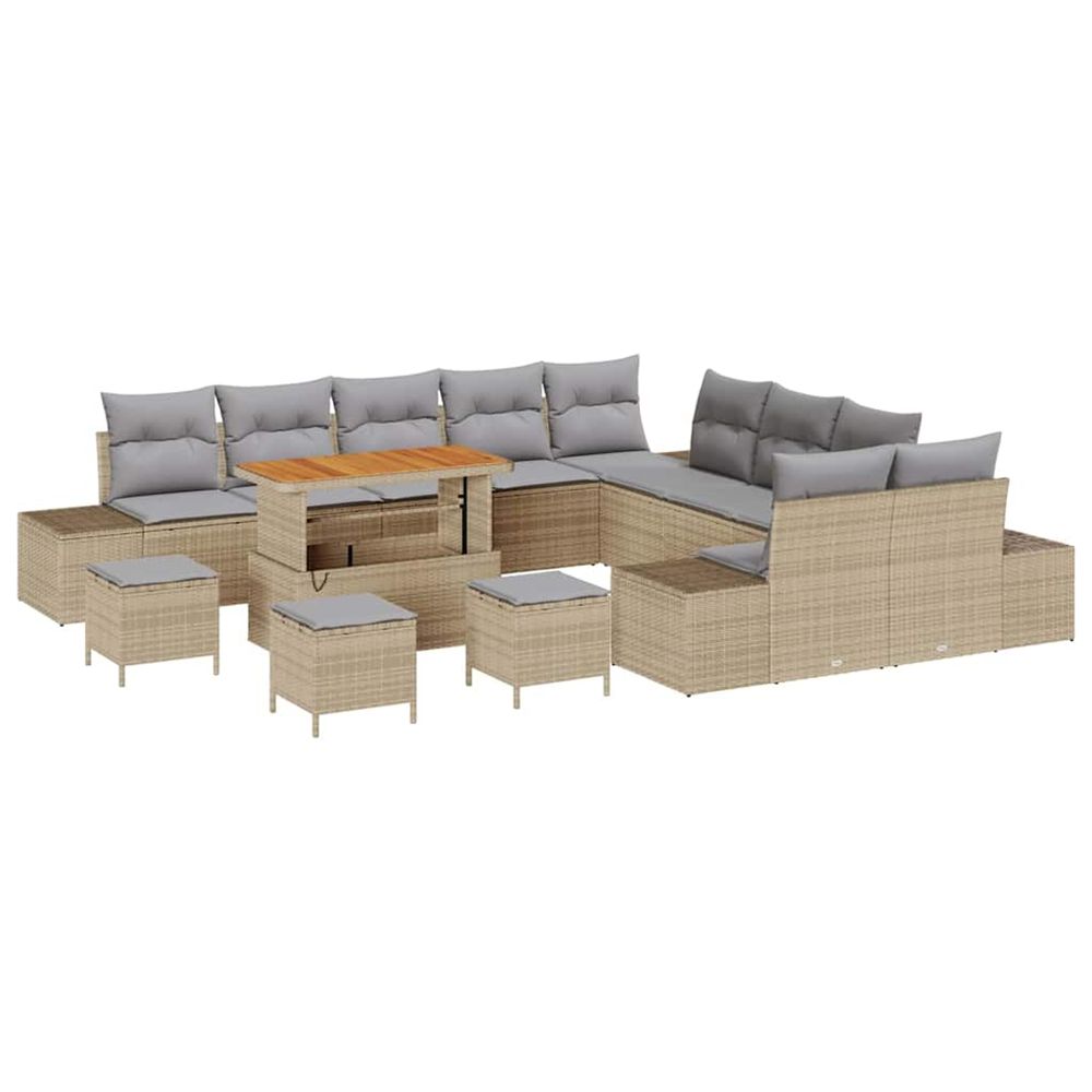 Ensemble de canapé de jardin 14 pc beige polyrotin