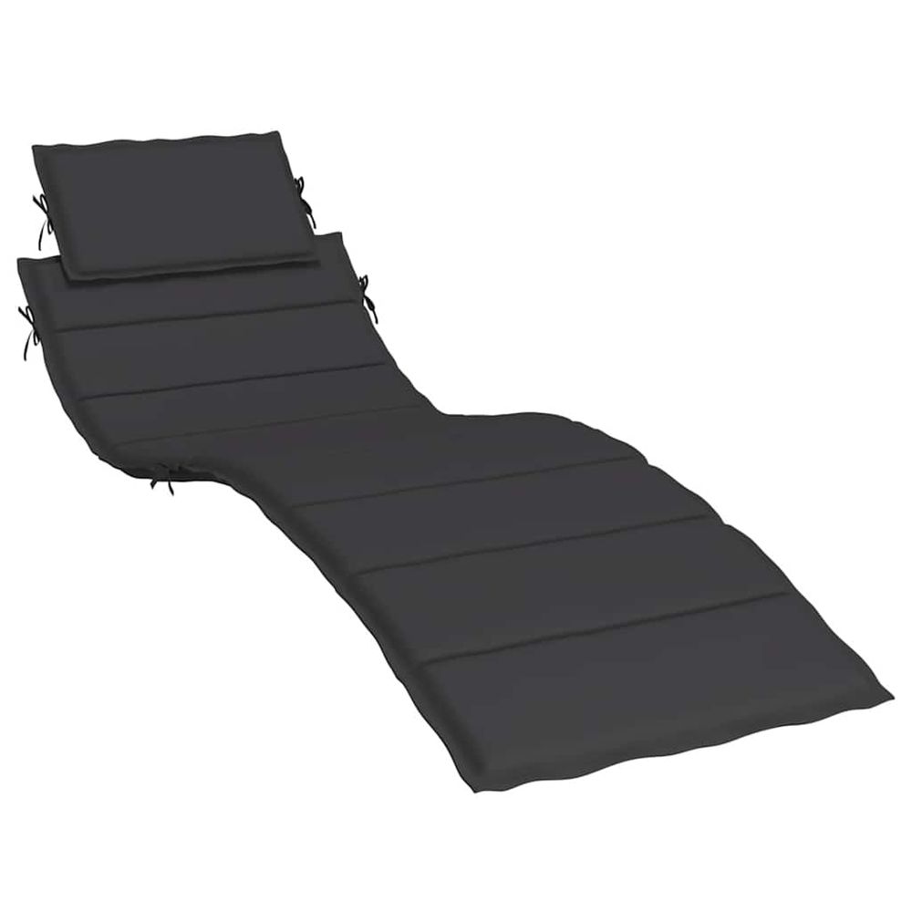 Coussin de chaise longue noir 186x58x4 cm tissu oxford bain de soleil