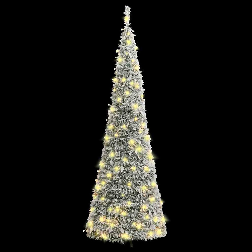 Sapin de noël artificiel escamotable neige floquée 50 led 120cm