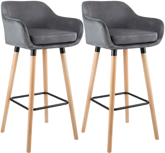 Lot de 2 tabourets de bar grant velours