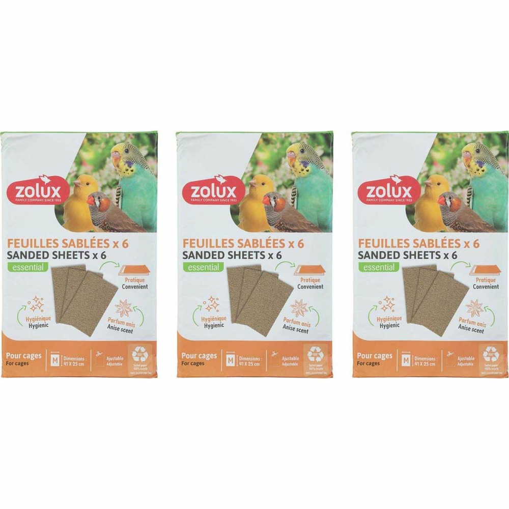 Sachet de feuilles sablées pour cage oiseaux domestiques 3 sachets de 6 feuilles
