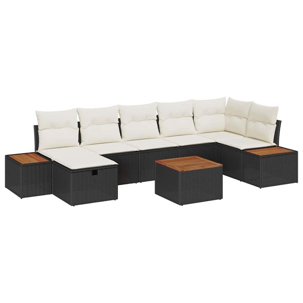 Ensemble de canapé de jardin 8 pc noir polyrotin