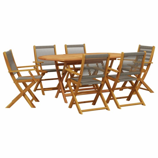 Ensemble à manger de jardin 7pcs gris polypropylène bois massif