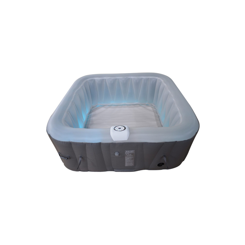 Spa gonflable 6 places carré - sunspa - bandeau led inclus - dimensions : 185 x 185 cm