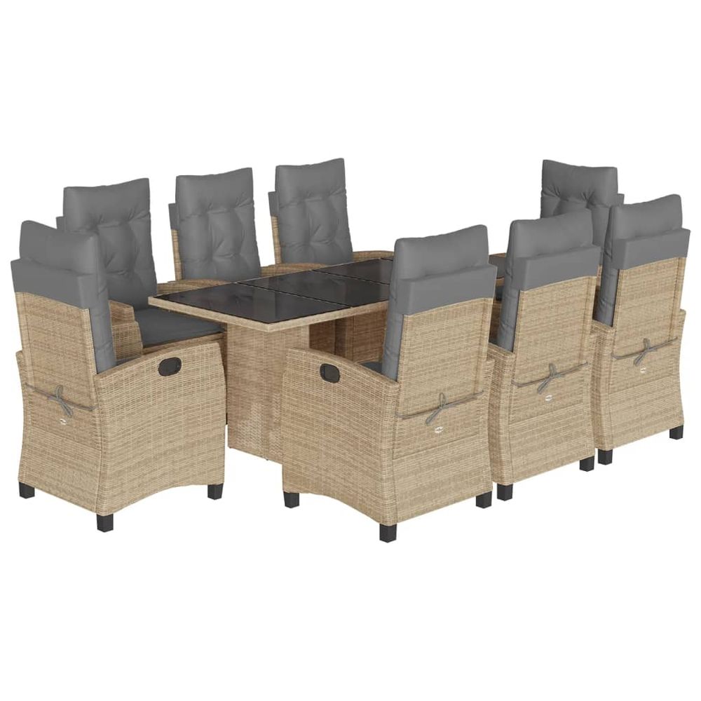 Ensemble à manger de jardin et coussins 9 pcs mélange beige