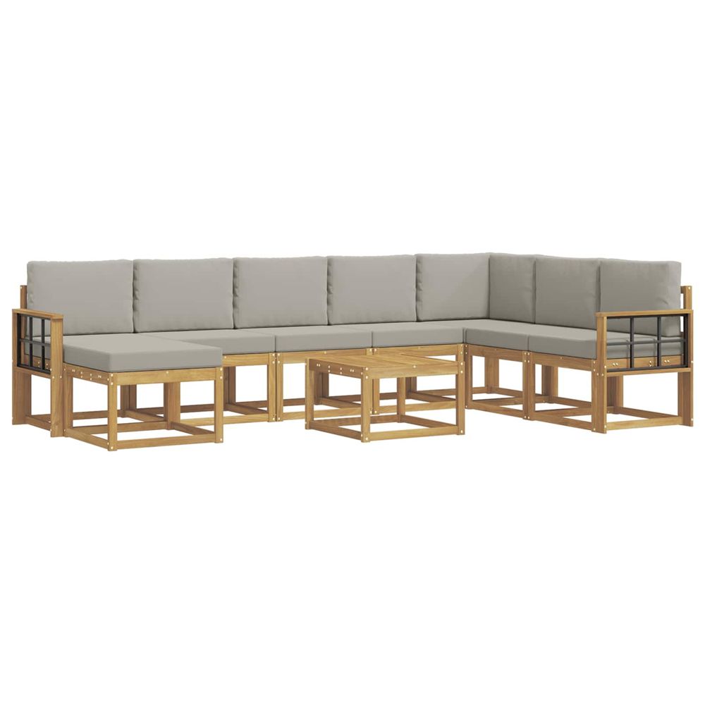 Ensemble de canapés d'extérieur 9 pc blanc et gris clair