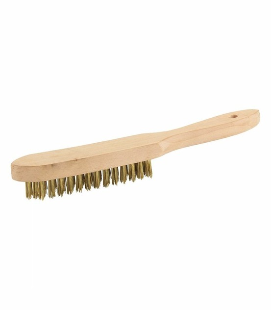 Brosse en acier plaqué laiton m/bois alyco 197560