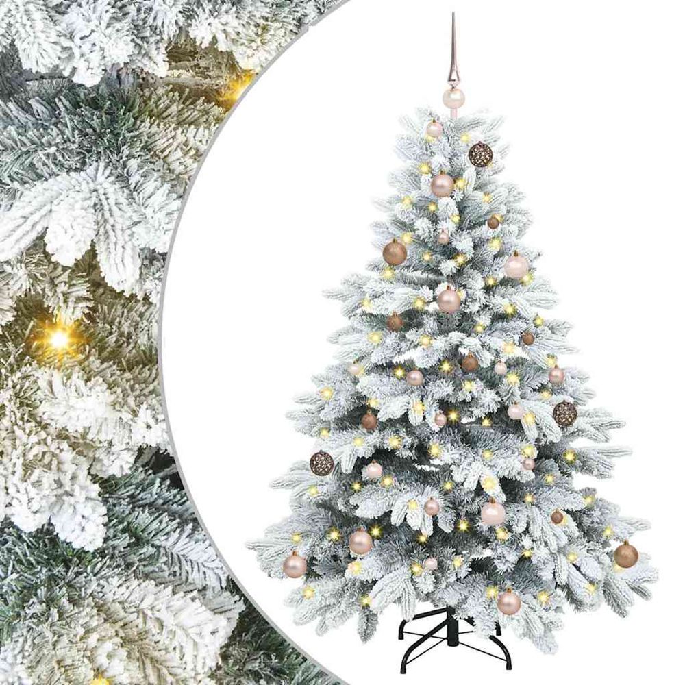 Sapin de noël artificiel avec 150 led blanc 150 cm pe et pvc