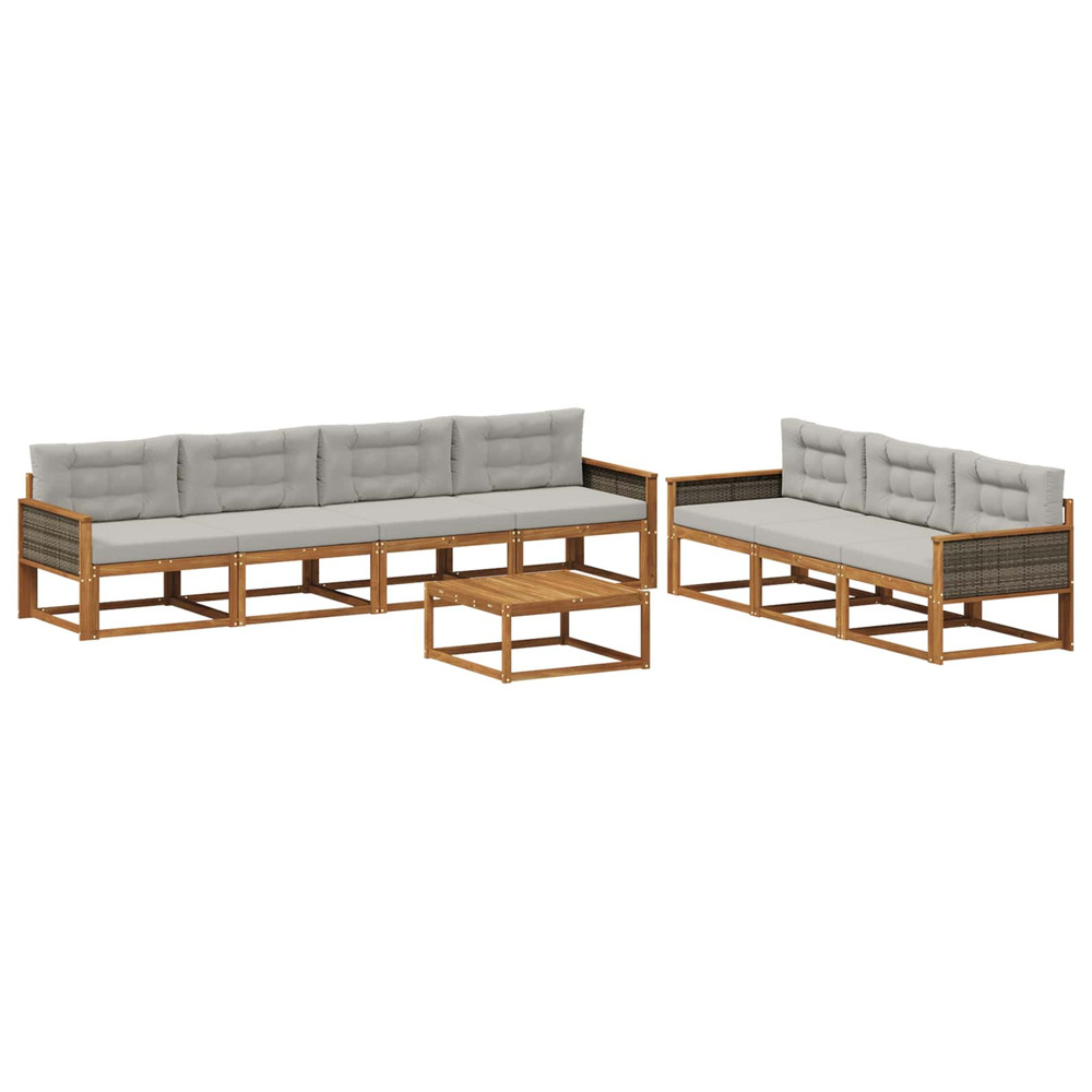 Ensemble de canapés d'extérieur 8 pcs naturel et gris clair